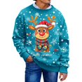 thumbnail image 2 of Christmas Sweatshirt for Men Women Long Sleeve Loose Casual Crewneck Ribbed Texture Snowflake and Reindeer Print Pullover, 2 of 6