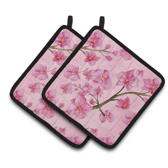 Carolines Treasures BB7505PTHD Watercolor Pink Flowers Pair of Pot Holders