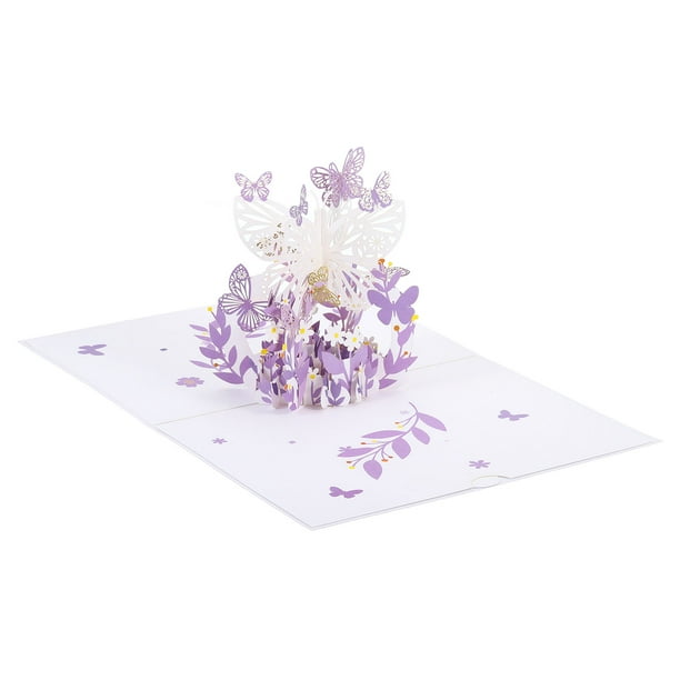 Tarjeta de cumpleaños en forma de mariposa, tarjeta de saludo emergente, tarjeta de regalo divertida, feliz cumpleaños, mariposa 3D con sobre, púrpura