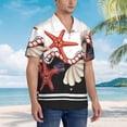 thumbnail image 6 of Uemuo Starfishes Shells Printed Regular Fit Short Sleeve Casual Hawaiian Shirt for Men,Aloha shirt,Tropical shirt,Floral print shirt,Vacation Beach shirt-, 6 of 9