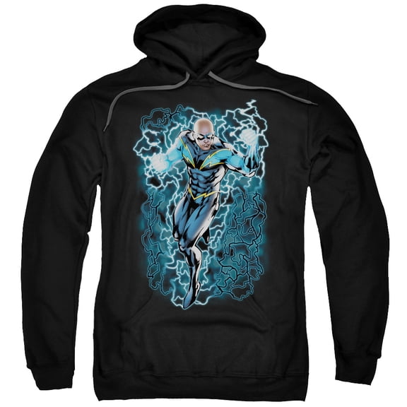 JLA Justice League Black Lightning Bolts Adult Pullover Hoodie Sweatshirt Black