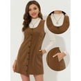 thumbnail image 2 of DARING DIVA Women's Corduroy Button Down Pinafore Overall Dress XS Brown, 2 of 6