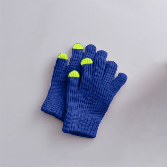 Kids Baby Toddler Children Gloves Knit Kids Warm Fleece Lined Touchscreen Thermal Toddler Gloves for Teen Girls Boys Blue 3-10 Years