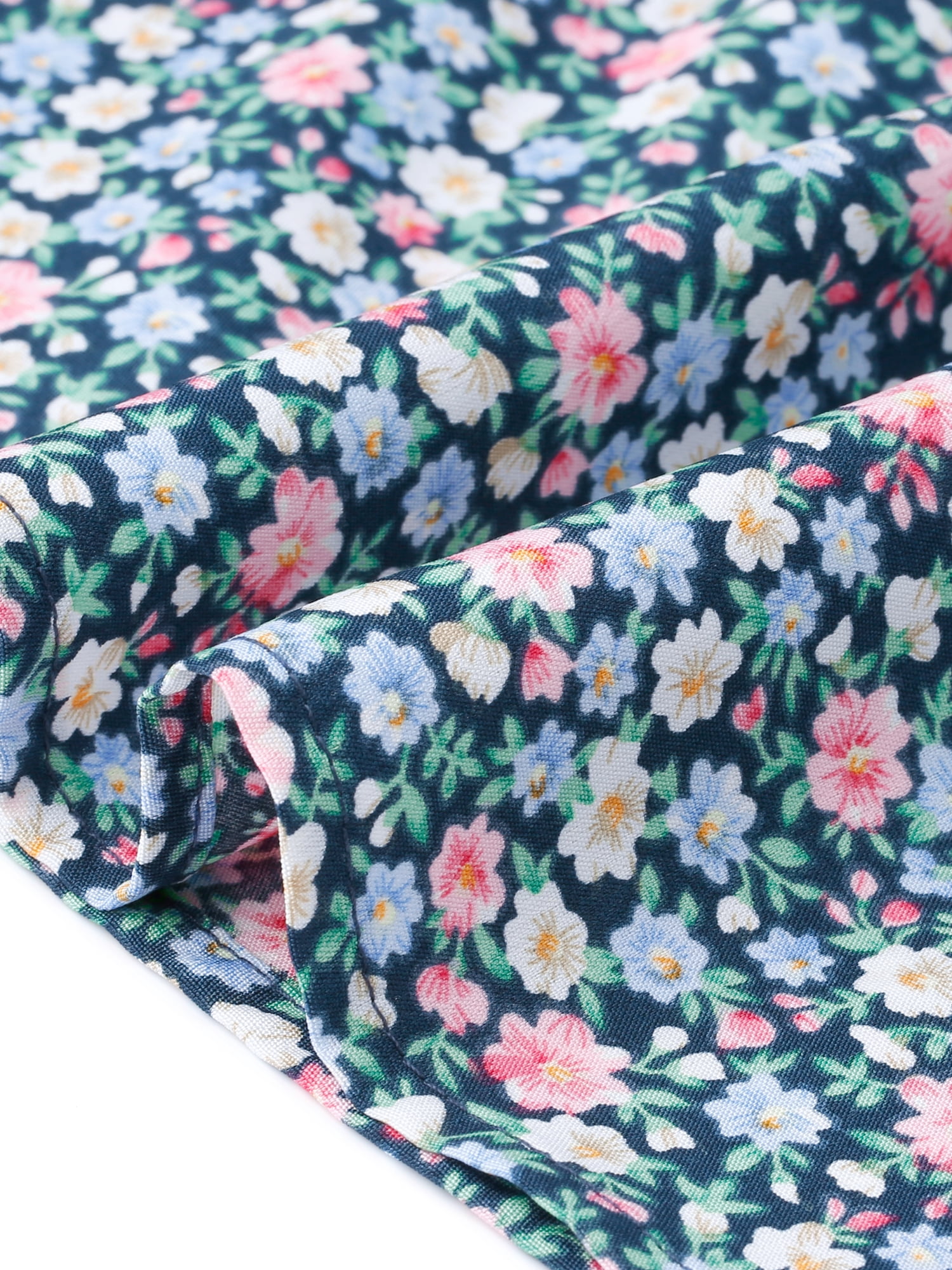Women's Plus Tops V Neck Flared Sleeve Ditsy Floral Pleated Casual Summer Blouses 4X Dark Green