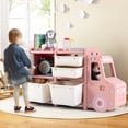 thumbnail image 3 of Costway Kids Toy Storage Organizer Toddler Playroom Furniture w/ Plastic Bins Cabinet Pink, 3 of 11