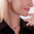 thumbnail image 5 of Iridescent Purple Druzy Threader Earrings for Women - Sparkly Simulated Druzy Stone Dangle Earrings, 5 of 10