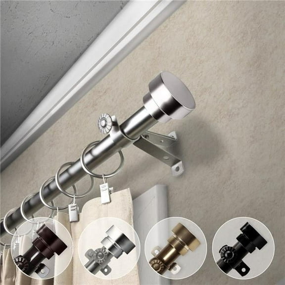 Central Design 4837-185 0.812 in. Dia. Cap Curtain Rod, Satin Nickel - 18-28 in.