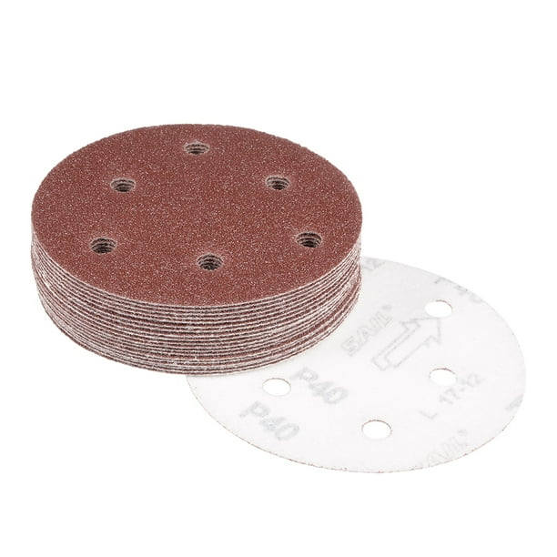 20Pcs 5 Inch 6 Hole Hook and Loop Sanding Disc 40 Grit Flocking