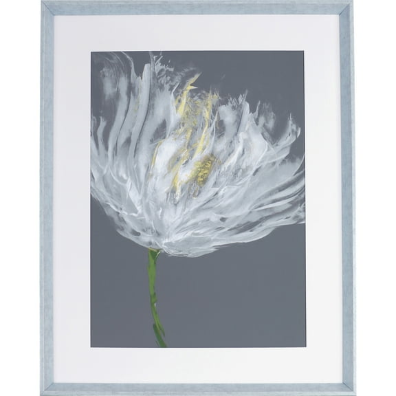 Lorell, LLR04478, White Flower Design Framed Abstract Art, 1 Each, Gray,White