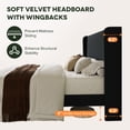 thumbnail image 6 of Einfach Queen Bed Frame, Upholstered Platform Bed with Wingback Headboard, No Box Spring Required, Black, 6 of 10