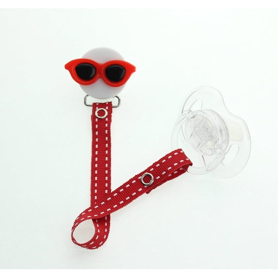 Sunglasses Pacifier Clip with Matching Ribbon