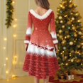 thumbnail image 4 of Christmas Party Printed Dresses For Women Vintage Christmas Midi Dress, Casual Dresses, Cocktail Dress, Party Festive Dresses, Holiday Print, Retro Style,Light pink,3XL, 4 of 6