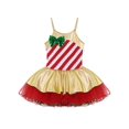 thumbnail image 2 of YiZYiF Girls Striped Sequins Dance Leotard Figure Ice Skating Tutu Dress Christmas Mrs Santa Claus Red 8, 2 of 7