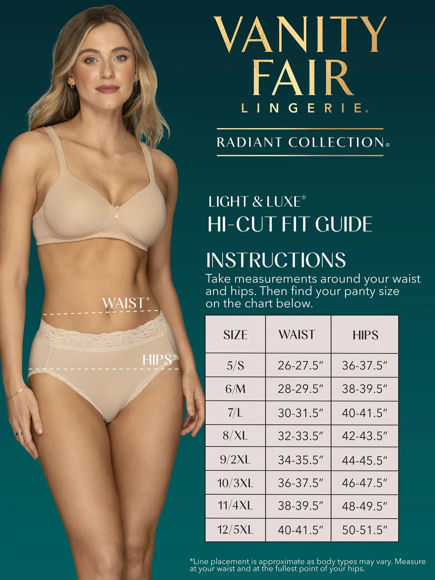 Vanity Fair Radiant Women's Light and Luxe Hi-Cut Brief Underwear - Stretch Lace Waistband, 3-Pack, Sizes S-5XL