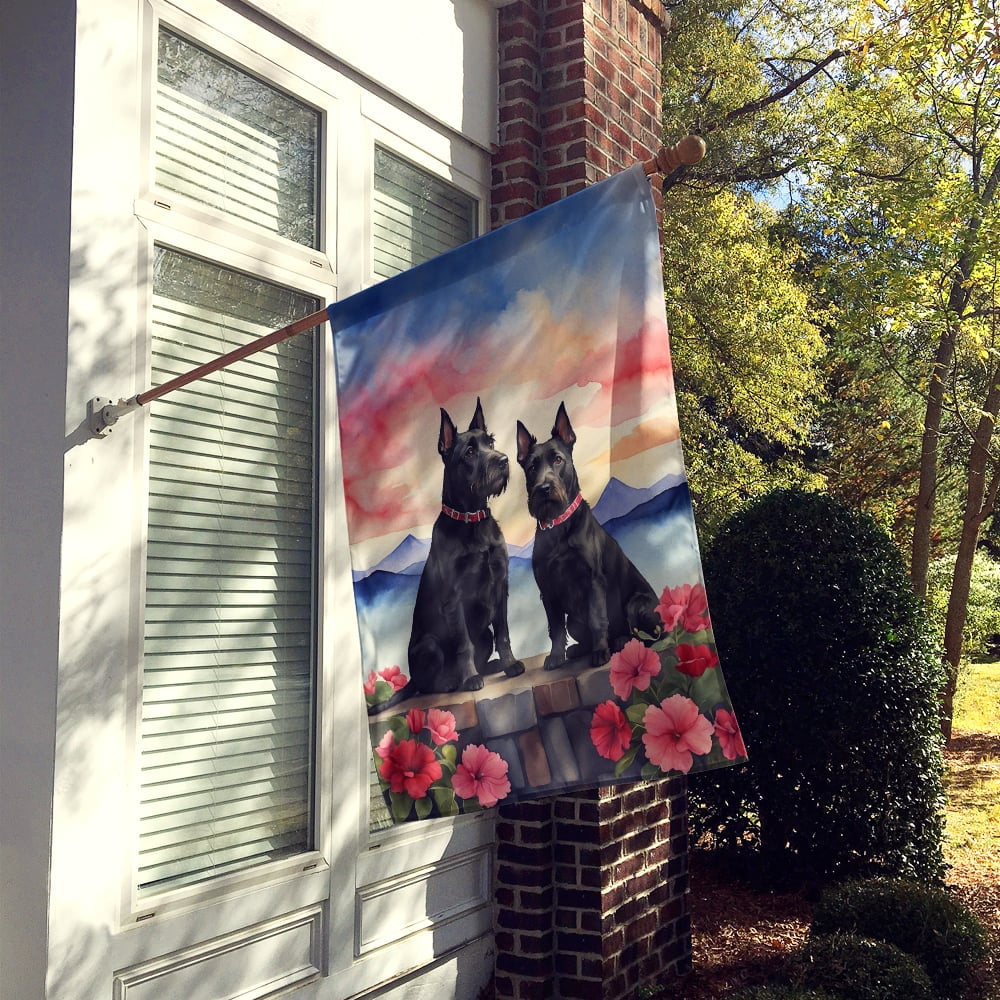 Scottish Terrier Two Hearts House Flag 28 in x 40 in