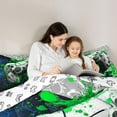 thumbnail image 5 of Feelyou 3D Green Gamepad Bedding Comforter Set for Kids, Artwork Fashion Honeycomb Twin Comforter Sets, Video Gaming Controller Reversible Bedding Set, Luxury Bedroom Decor, 2pcs, 5 of 8