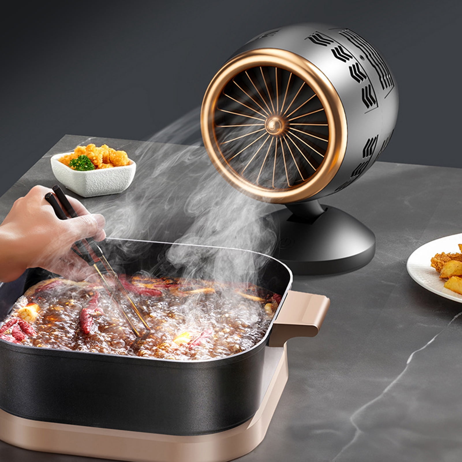 Portable Range Hood for Kitchen, 3 Speed Exhaust Fan with Detachable Filter, USB Powered Cooking Vent Hood, Compact Desktop Ventilation for Stove, Odor Eliminator for Indoor BBQ Hot Pot