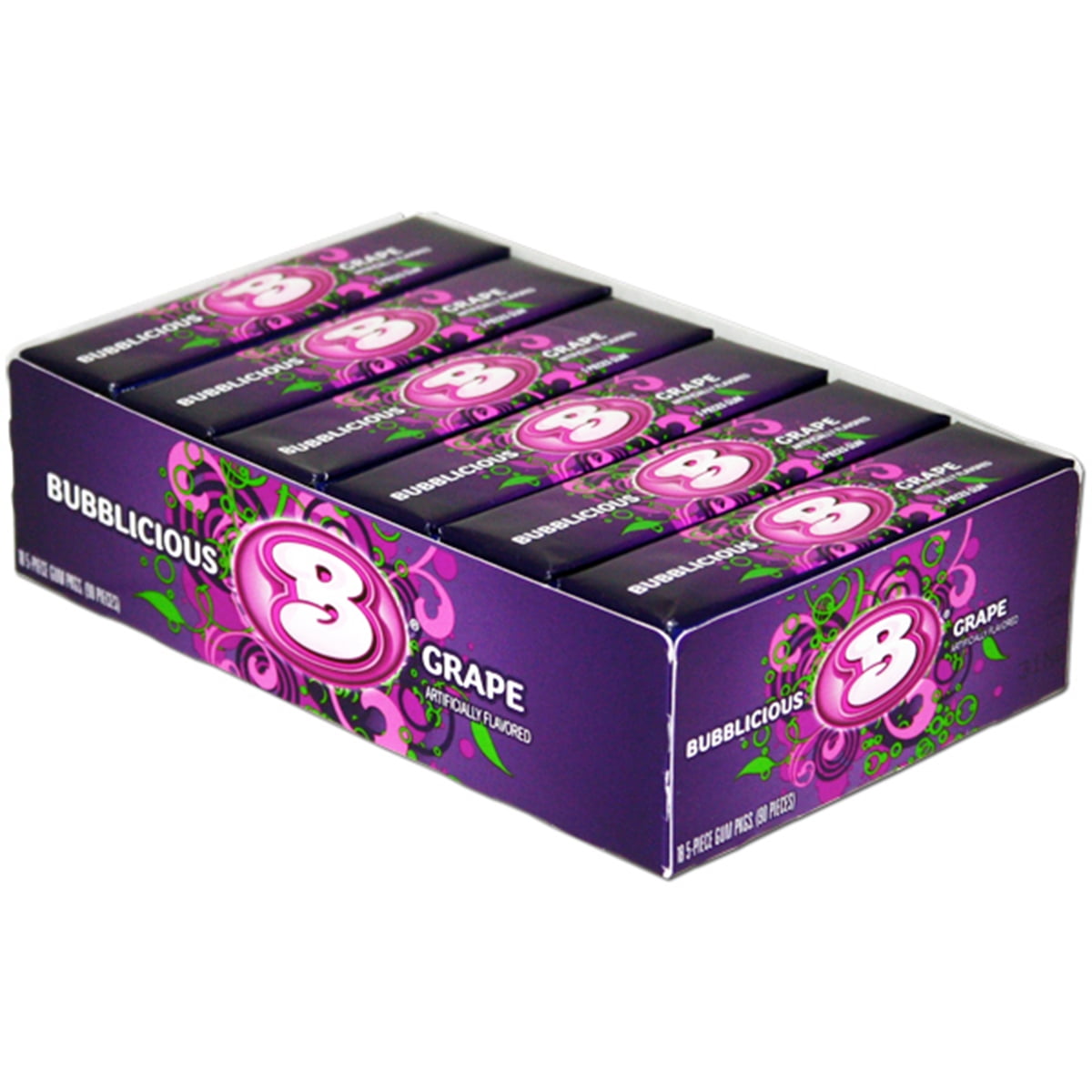 Bubblicious Grape Bubble Gum, 5 pieces (Pack of 18)