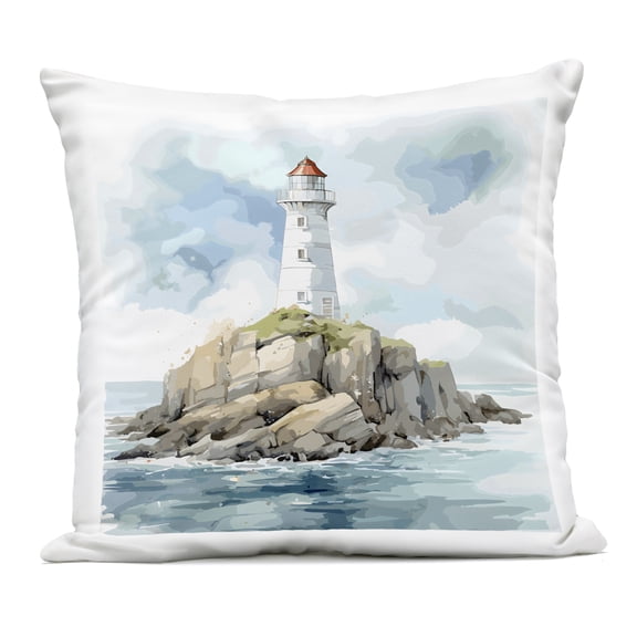 Stupell Industries Red Roof Lighthouse Outdoor Printed Pillow design by LSR Design Studio, 18 x 7 x 18