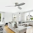thumbnail image 6 of POPFAN 52 Inch Flush Mount Ceiling Fan with Dimmable Led Light 3 ABS Fan Blades Reversible DC Motor for Living Room, Brushed Nickel, 6 of 8