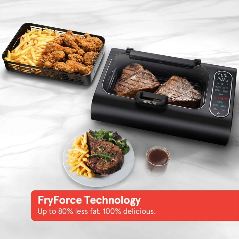 Indsigtsfuld Uhyggelig Ansigt opad Gourmia FoodStation Indoor Smokeless Grill with Guided Cooking, Black -  Walmart.com