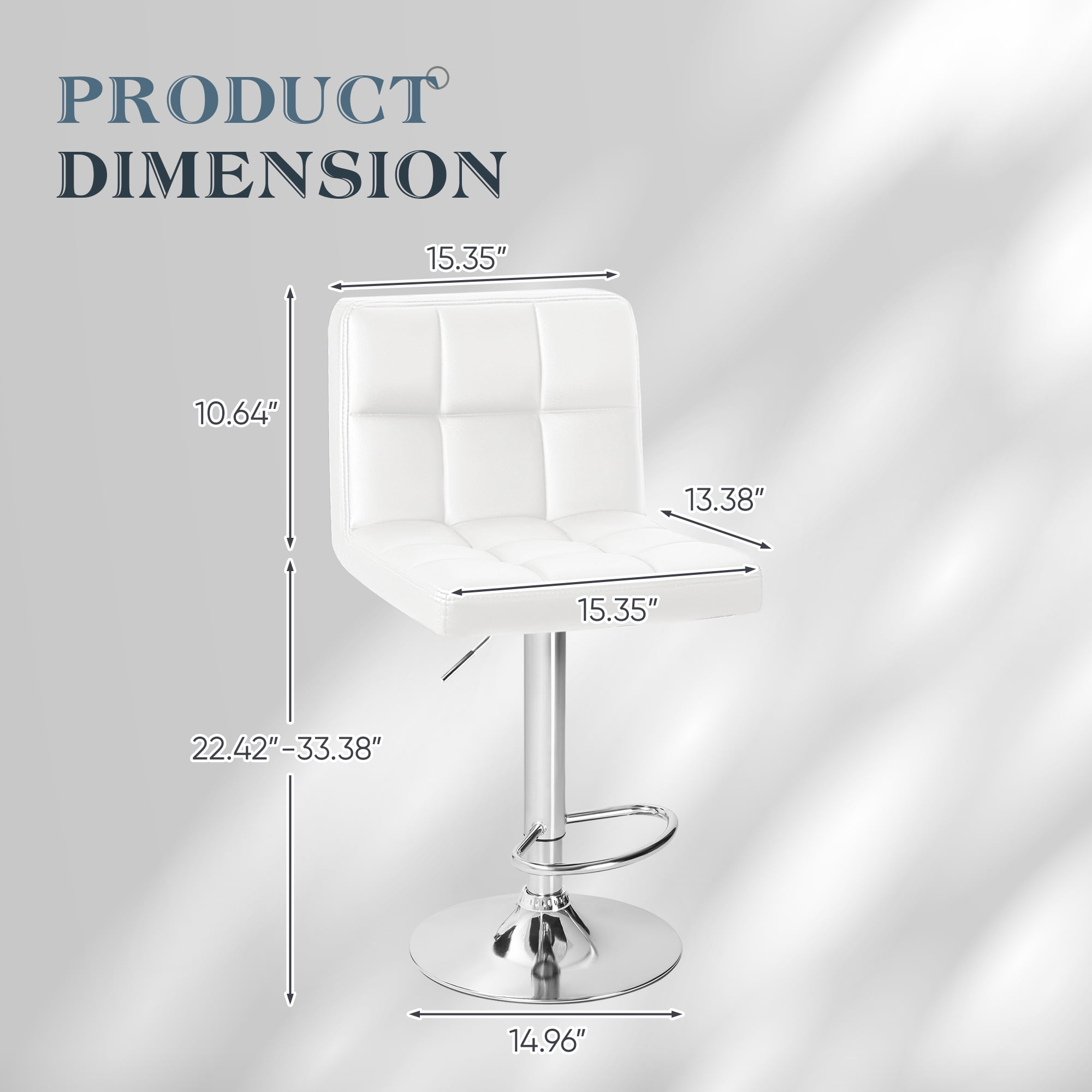 Furmax Adjustable Armless Swivel Mid-Back Bar Stools, White (Set of 4)