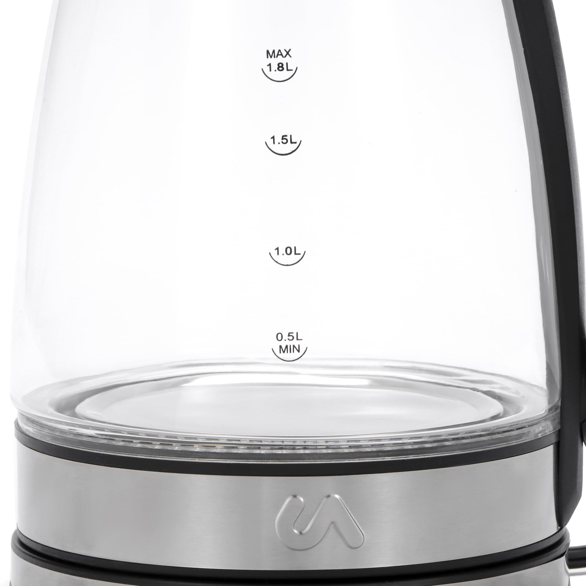 Uber Appliance 1.8L Glass & Stainless Steel Water Boiler, Heater & Electric Tea Kettle
