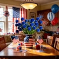 thumbnail image 5 of 10-Piece Red White Blue Artificial Flowers, Three Head Spherical Blooms, Patriotic Arrangement for Independence Day and Memorial Day(Blue), 5 of 6