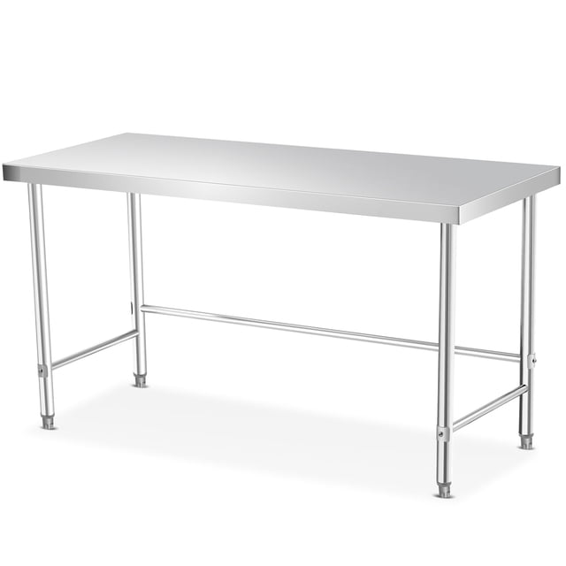 Table de Travail en Acier Inoxydable Sans Tablette Inférieure 60x24x35 Pouces avec Roulettes, Table de Préparation de Cuisine Commerciale avec Base Ouverte, Poste de Travail Mobile pour Préparation des Aliments, Restaurant, Cuisine à la Maison, Garage