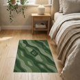thumbnail image 3 of ODIKA 2'x3' Olive Green Topographic Golf Course Tee Washable Accent Rug Abstract Contour Line With Botanical Leaf Motif Contemporary Wavy for Bedroom, Nursery, RV, Pet Friendly, Bedside Mat, 3 of 7