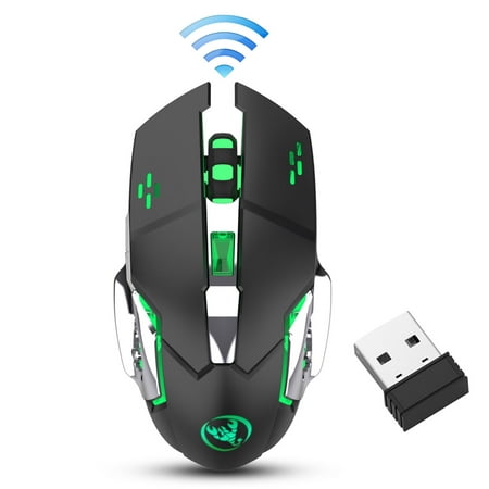 Wireless Optical Laptop Gaming Mouse Rechargeable Game Mice with USB Receiver, Color Changing, Rechargeable with 4 Adjustable CPI Levels for PC Laptop Computer Macbook  Gaming