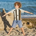 thumbnail image 3 of FORMRS Boys Rash Guard with Short Sleeves UPF 50+ Swim Shirts Sizes 3-12T, Beige Abstract Dots, 3 of 6