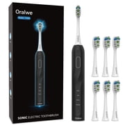 Magnetic‑Levitation Sonic Electric Toothbrush T2405, 6 Replacement Brush Heads, 4 Brushing Modes, Smart Timer & IPX7 Waterproof, for Adults and Kids, Black