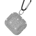 thumbnail image 3 of Rhinestone Case Chic White Silver Diamond Bling Cover with Shimmering/Shining Crystals and Carabiner Keychain Clip for Apple Airpods Console, 3 of 5