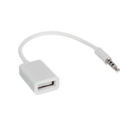 Tomshoo 3.5mm Male Car AUX Audio Jack to USB 2.0 Female Adapter Converter Cord OTG Cable (White)