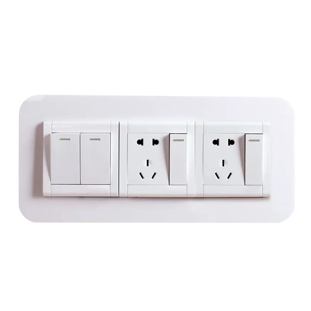 Matsuzay Pegatina para interruptor, funda protectora blanca transparente, decoración de enchufe moderna tridimensional, moda para dormitorio, Decoración del hogar Blanco, tres aperturas 8.6 cm * 26 cm