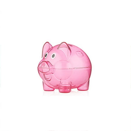 Transparent Plastic Money Saving Box Case Coins Piggy Bank Cartoon Pig