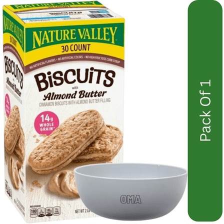 Nature Valley Biscuit Sandwich with Almond Butter, 30 Count Snack Pack With White Bowl By OMA