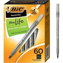 BIC round Stic Xtra Life Ballpoint Pens, Medium Point (1.0Mm), Black, 60-Count P