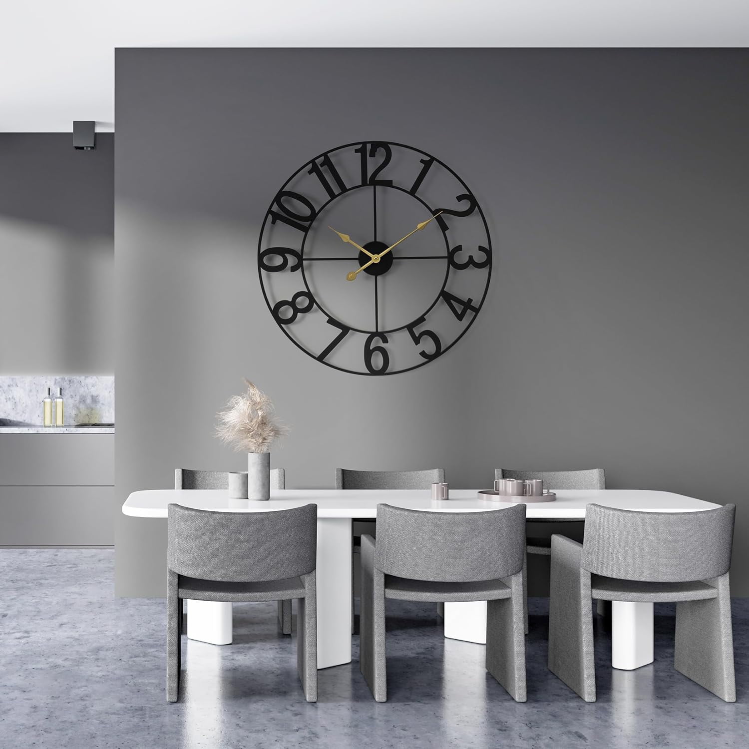 Sorbus 24in Large Wall Clock, Analog Battery Operated, Black, Living Room & Kitchen