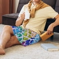 thumbnail image 4 of Mens Pajama Shorts, Rainbow Glitter Sleep Shorts Men Pajama Bottoms Lounge PJ Shorts with Pockets, 4 of 6