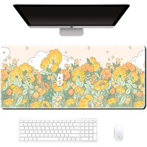 Cute Computer Desk Mat for Keyboard Large Mouse Pad Kawaii Aesthetic Bunny Supplies Desk Decor Accessories for Woman Office Desktop XL Extended Anime Gaming Non Slip Pad