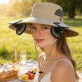 thumbnail image 6 of Lilixerw Solar Powered Breathable Fan Hat with 2 Removable Fans Outdoor Coolings Wide Brim Sun Hat for Outdoor Fishing,Hiking Gardening,USB Solar Charging,Khaki, 6 of 6