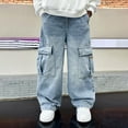 thumbnail image 4 of Tiijoy Boy's Straight Leg Cargo Jeans Toddler Baggy Elastic Waistband Denim Pants, Sizes 4-5, 4 of 8