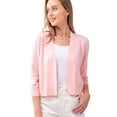 thumbnail image 1 of URBAN DAIZY Women's Classic 3/4 Sleeve Crop Bolero Cardigan Open Front Cropped Shrugs Knit Sweater A09_620 Baby Pink 2XL, 1 of 7