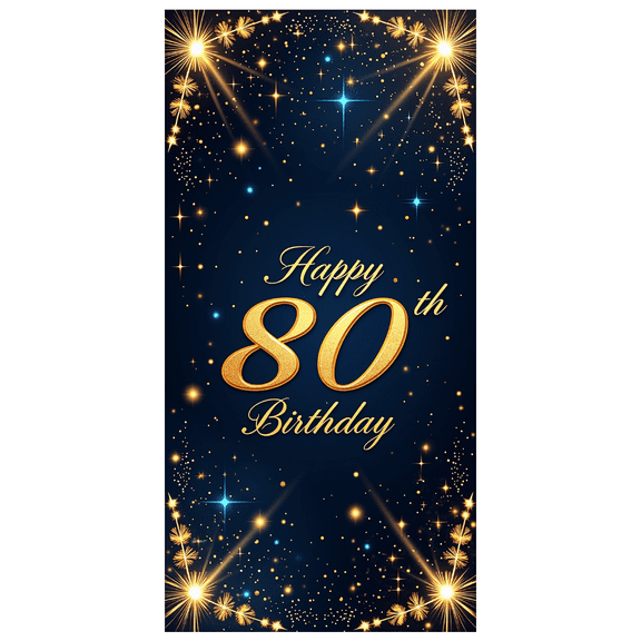 Golden 80th Birthday Celebration Backdrop Elegant 80th Birthday Banner Party Supplies Background Happy Birthday Decoration Celebration Photography Props