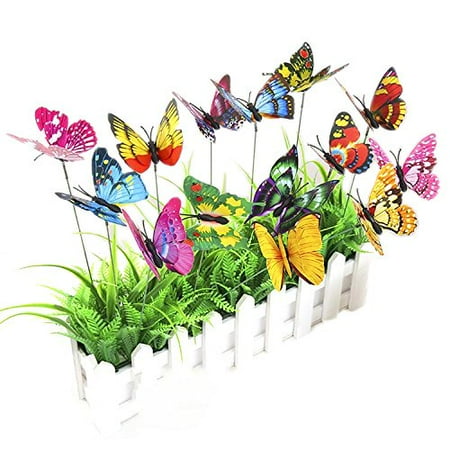 Decor Garden Stakes Mr.Garden Butterfly Stakes Garden Artificial Butterflies on Sticks Flower Plant Pots Decor Stakes 25 Packs,4.7