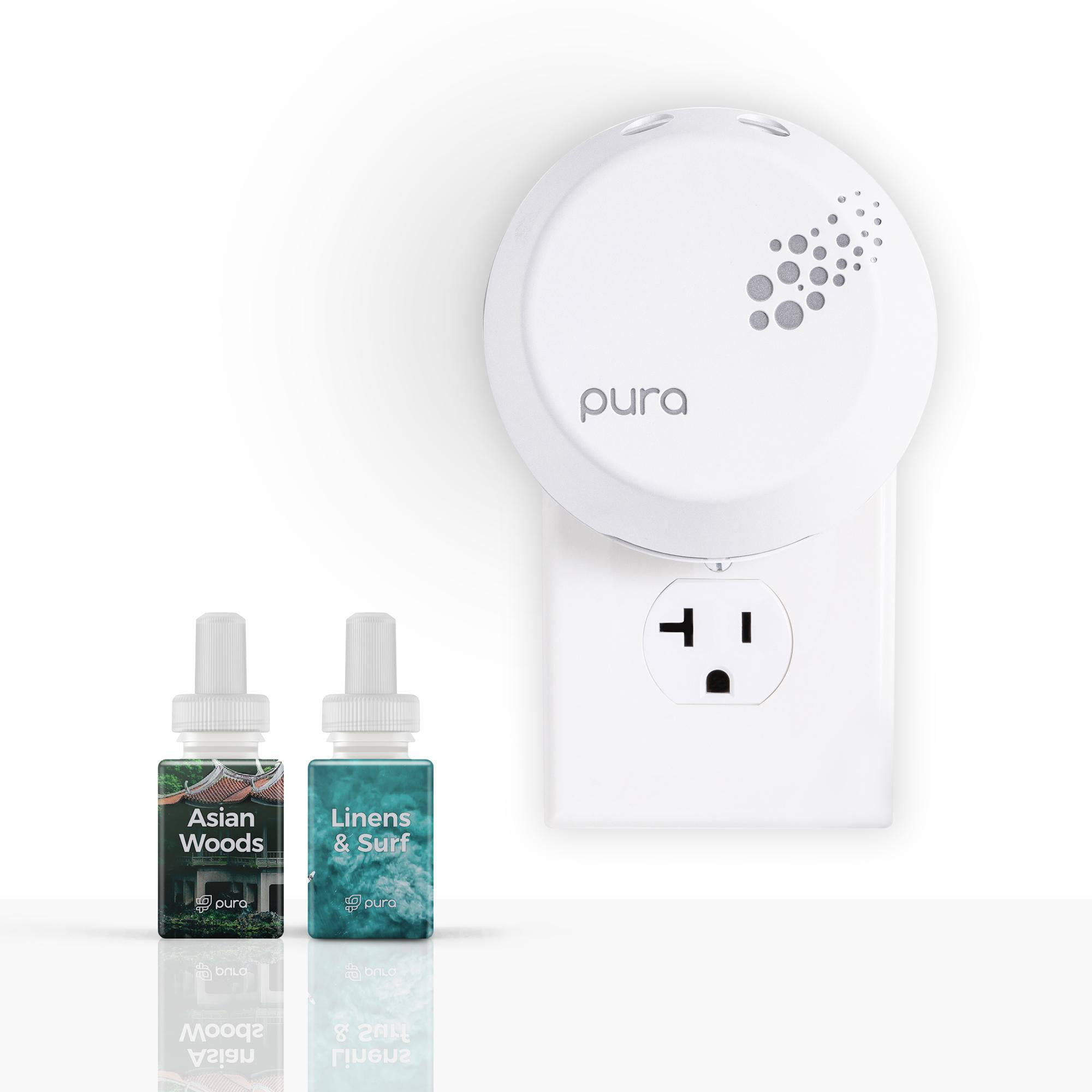 Pura Smart Home Fragrance Device Starter Kit, Asian Woods & Spice with Linens & Surf