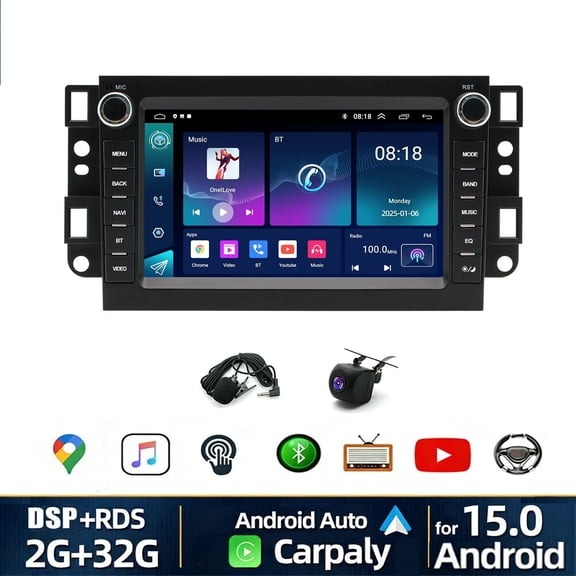 Car Radio Stereo for Chevy Aveo 2002-2011 Captiva 2006-2011 for Nissan Frontier 2012 7 inch Android 15 with Wireless CarPlay and Android Auto BT GPS FM WiFi 2 32G
