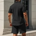 thumbnail image 4 of Stamzod Mens Outfits Two Piece Summer Solid Color Short Sleeve Button Down Shirt and Shorts Casual Beach Vacation Sweatsuits for Men Black S, 4 of 4